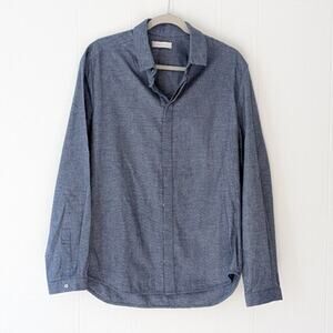 NWOT Richard Nicoll Soft Cotton Blue Button Down Hidden Placket Shirt, size L/40